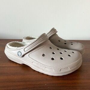 Crocs Classic Lined Clog Beige Fleece Lined Slip-On Shoes Men's Size 8 Womens 10